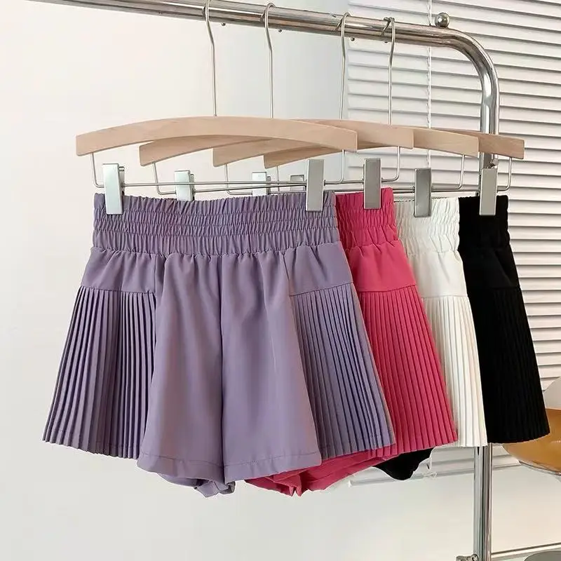 

Women's Summer High-Waisted Sports Shorts Anti-exposure Running Training Pilates Fitness Pleated Culottes Quick-drying Yoga Pant