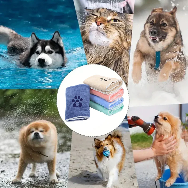 1pcs pet towel Microfiber soft easy to clean water sucking quickly dry Cute pet puppy cleaning products Cat Dog Bathing towels