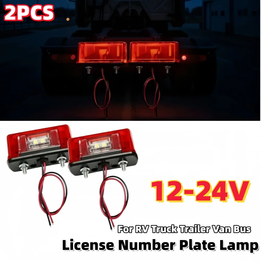 

Car Front Rear License Number Plate Lamp 12-24V Led Light Waterproof Car Lights Accessories For Truck Trailer Van Bus