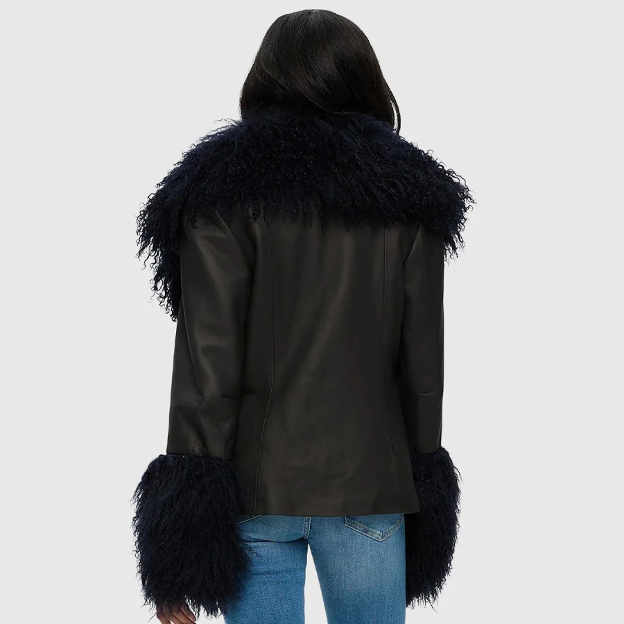 التبتية فرو الضأن طوق الأصفاد الأسود المنغولية صوف الضأن طوق سوار مجموعة فاخرة النساء الشتاء اكسسوارات وشاح الفراء الحقيقي