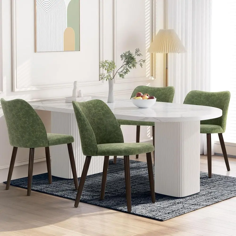 

Green Upholstered Dining Chairs Set of 4 for Kitchen and Dining Room, Suitable for Home and Restaurant Use