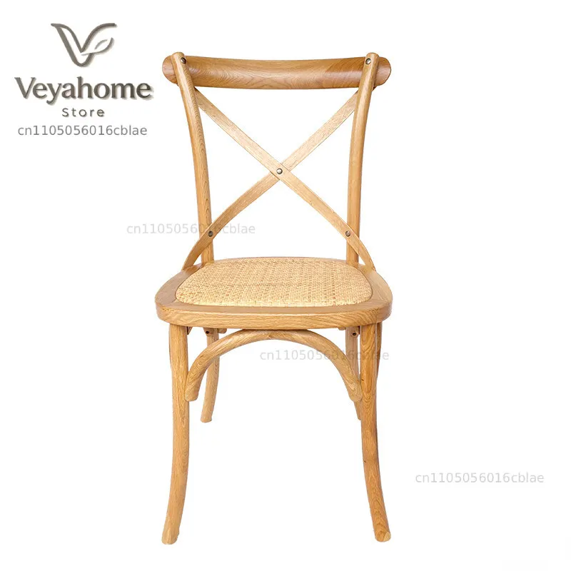 Solid wood dining Modern home dining table and Casual back chair Nordic retro chair back fork Outdoor wedding