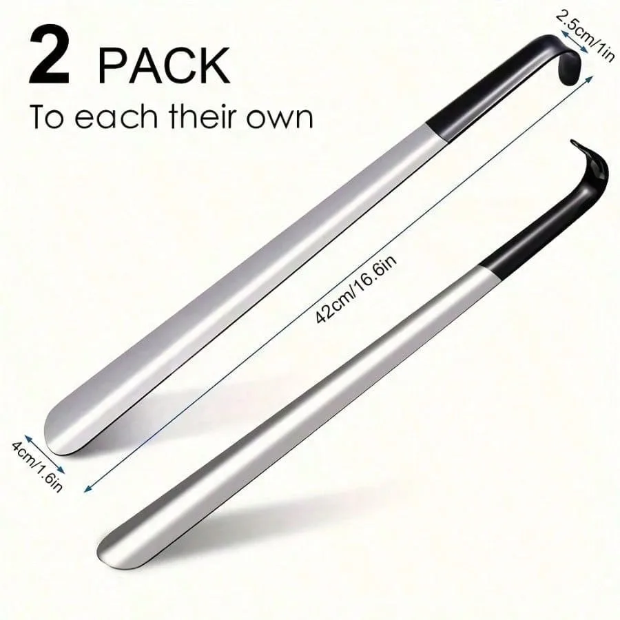 Stainless Steel Shoe Horn 2 Pack, Extra Long 16.14 Inch with
