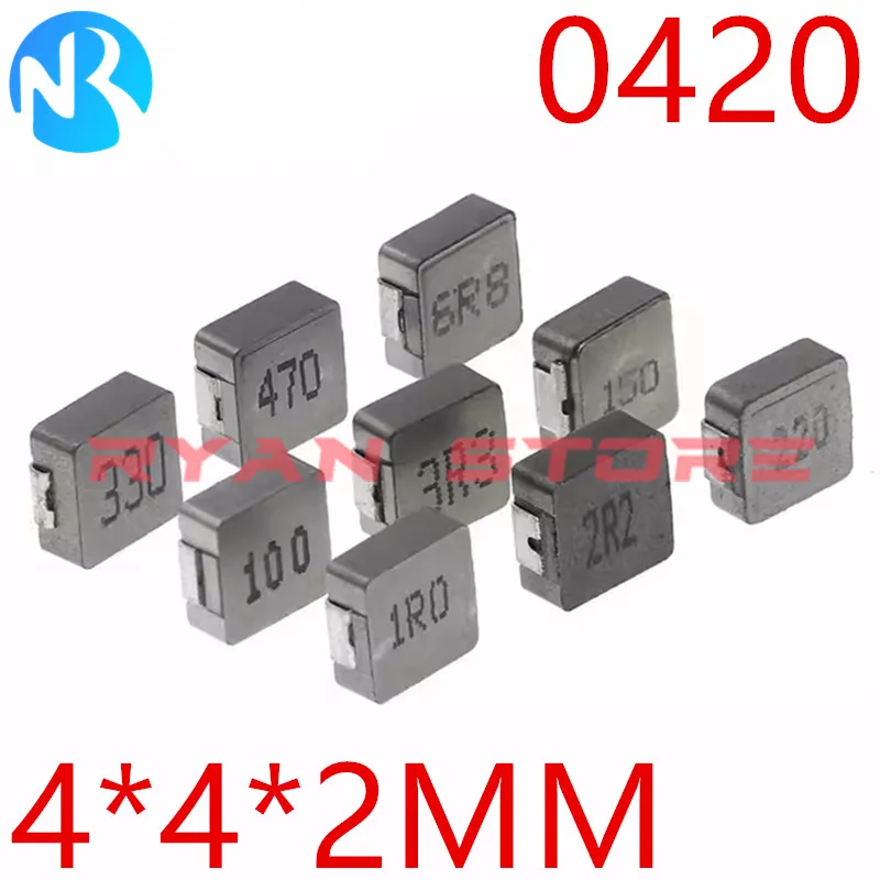 50Pcs SMD Inductor Shielded High Power Inductance 0420 1UH 1.5UH 2.2UH 3.3UH 4.7UH 6.8UH 10UH 15 22UH 4*4*2MM 0420 1R0 3R3 4R7