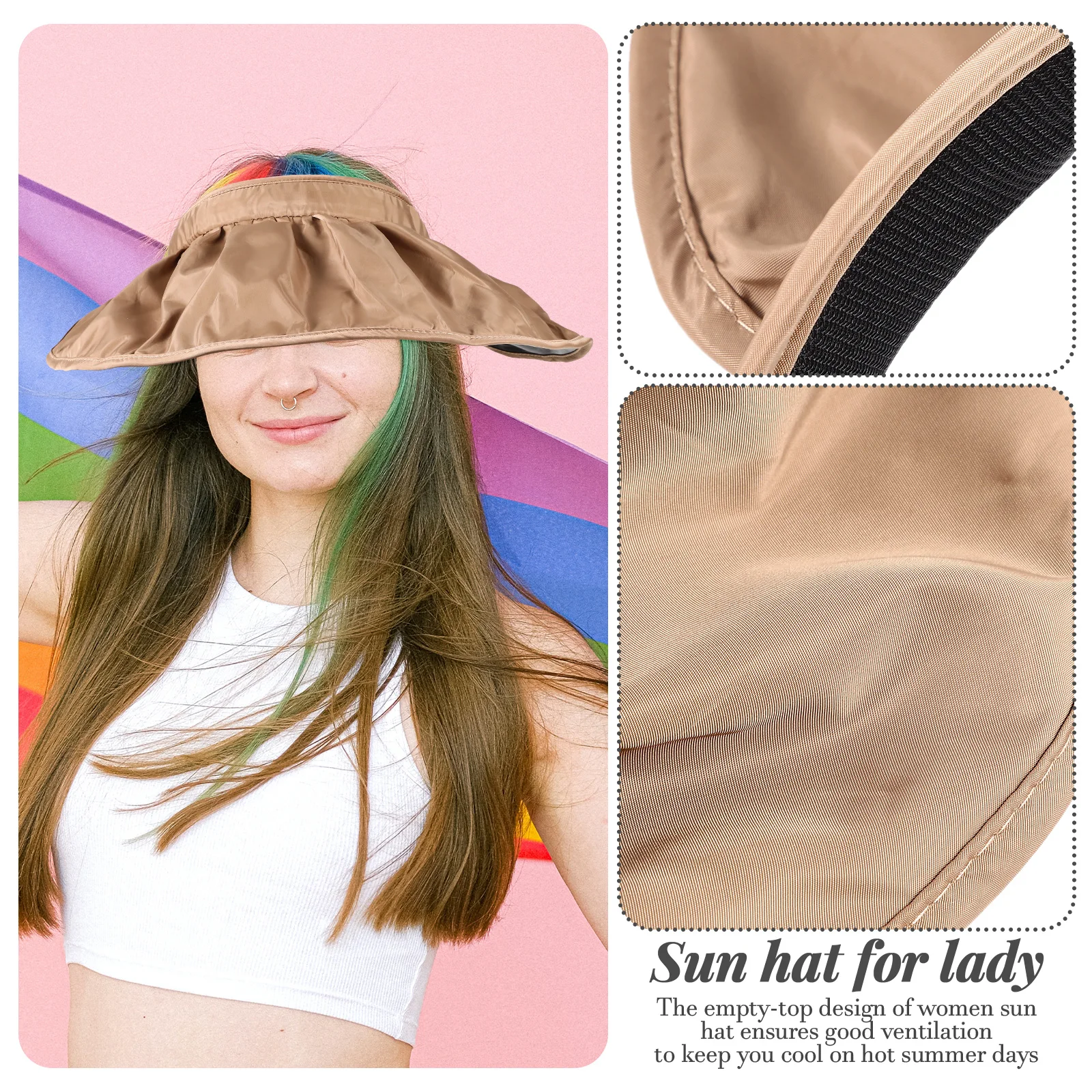 

Sun Protection Hat Women Visor Sunscreen Beach Headb s Vinyl Cap Foldable UV Protection Wide Brim Sun Hat for Lady Shell