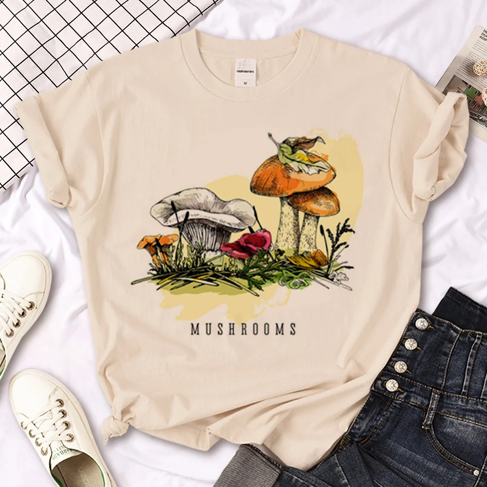 

Mushroom t-shirts women funny manga tshirt female designer clothing