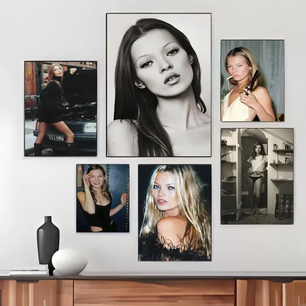 Fashion Icon K-Kate Moss Poster Pegatina artistica HD autoadhesiva impermeable para salon dormitorio