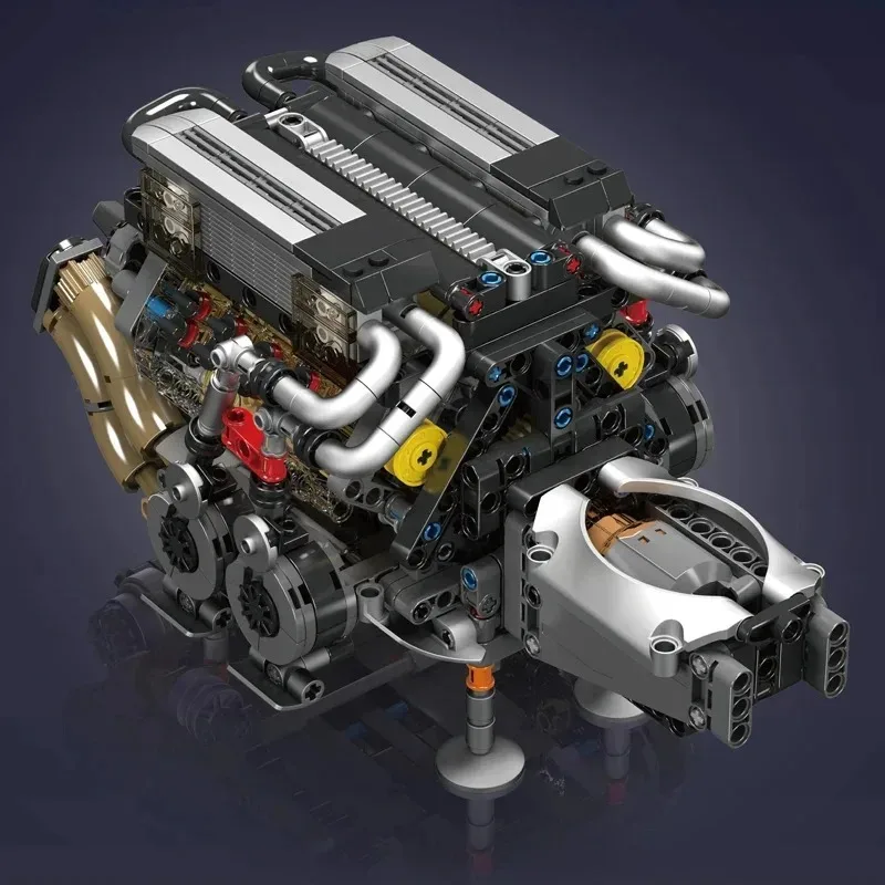 MOULD KING 10131 W16 Engine Building Kit Technical Supercar Model with Motorized Pistons DIY Bricks Toy for Kids Adults