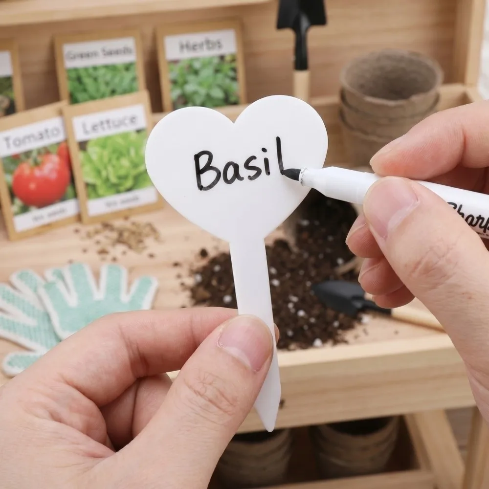 200PCS Plastic Plant Labels Waterproof Reusable Plant Tags Heart Shape Plastic Plant Labels for Gardeners and Plant Lovers