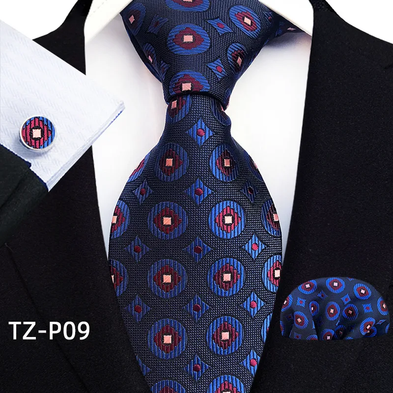 Floral Blau Krawatten Für Männer Hochzeit Party Business Mann Krawatte Taschentuch Brosche Manschettenknöpfe Set Männer Zubehör Gravata – Detail 11