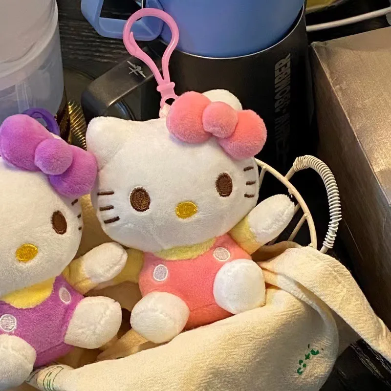 Sanrio-llavero de muñeco de peluche de Hello Kitty para niñas, bolsa colgante de dibujos animados, accesorios, juguetes para niños