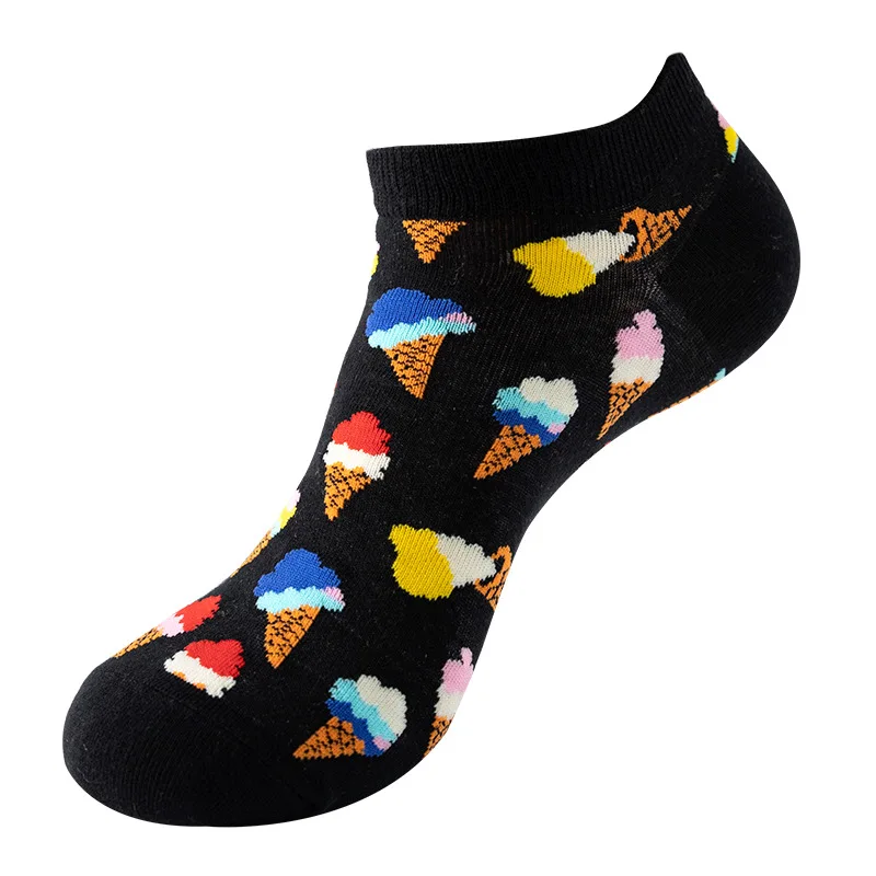 1 Pair Fashion Colorful Short Unisex Socks Oil Painting Food Fruit Funny Ankle Suit In Spring Summer image 2