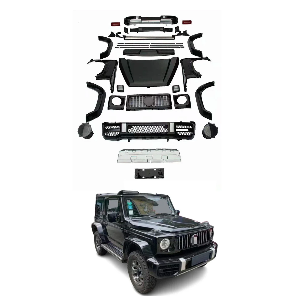 High Quality Body Kit for SUZUKI Jimny 19-22 upgrade G63 AMG Front bumper rear Bumper Grille Hood Fenders Perfect Fit body kits