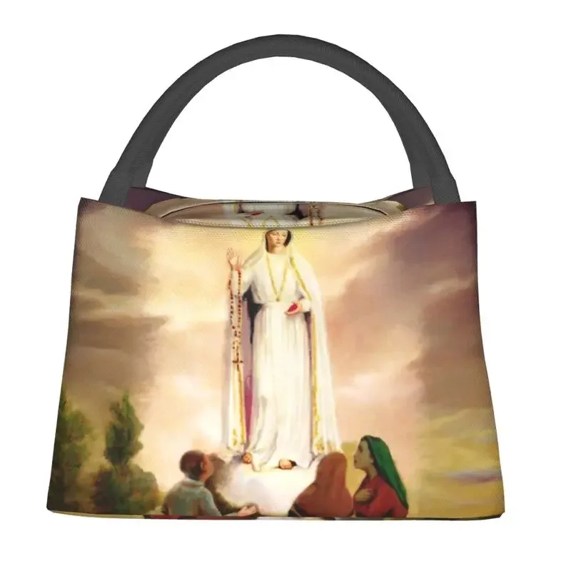 Custom Our Lady Of Fatima Lunch Bags Women Cooler Warm Insulated  Boxes for Office Travel