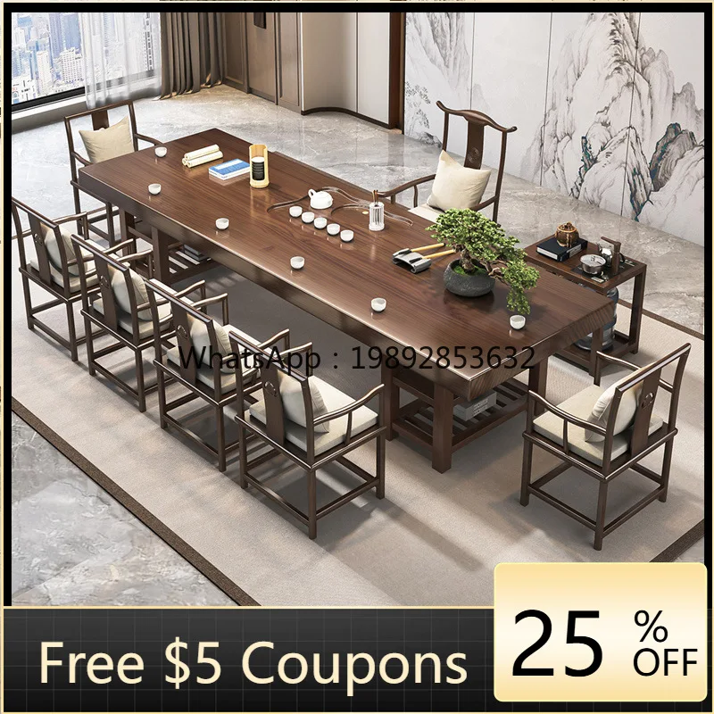 

YFY New Chinese Style Solid Wood Tea Table with Five Chairs for Home Use Tea Table Living Room Tea Brewing