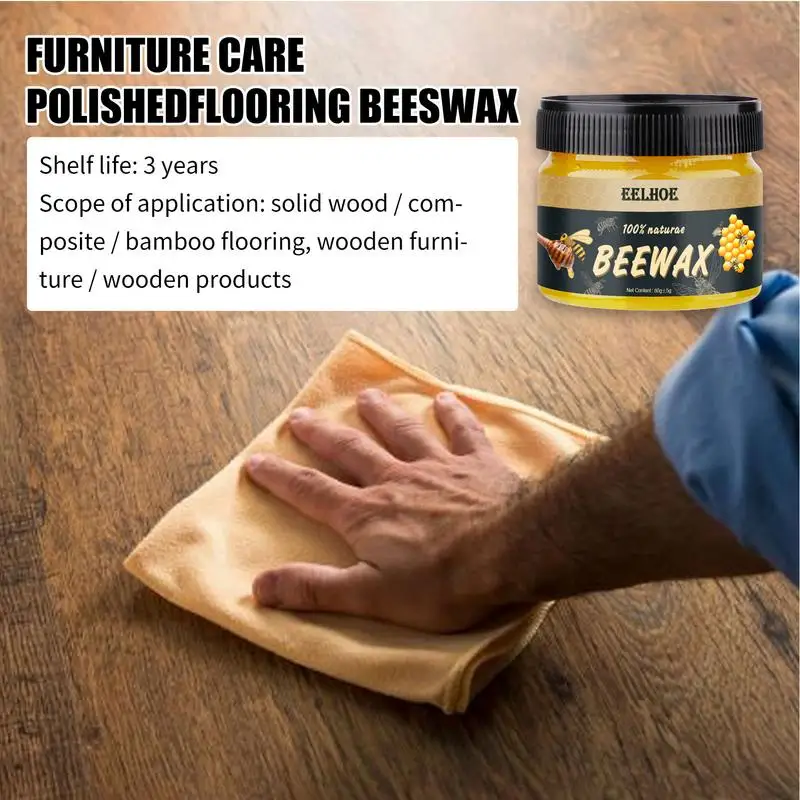 80g Furniture Polishing Beeswax Natural beeswax Wood Seasoning Beewax Wooden Floor Cleaning Maintenance Polished Care Wax