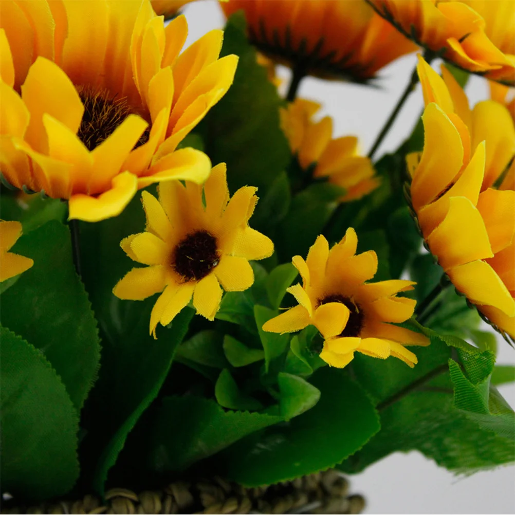 

2Pcs Cloth Sunflower 7 Heads Fine Craftsmanship Home Office Wedding Decoration Supplies Yellow Cloth Sunflower