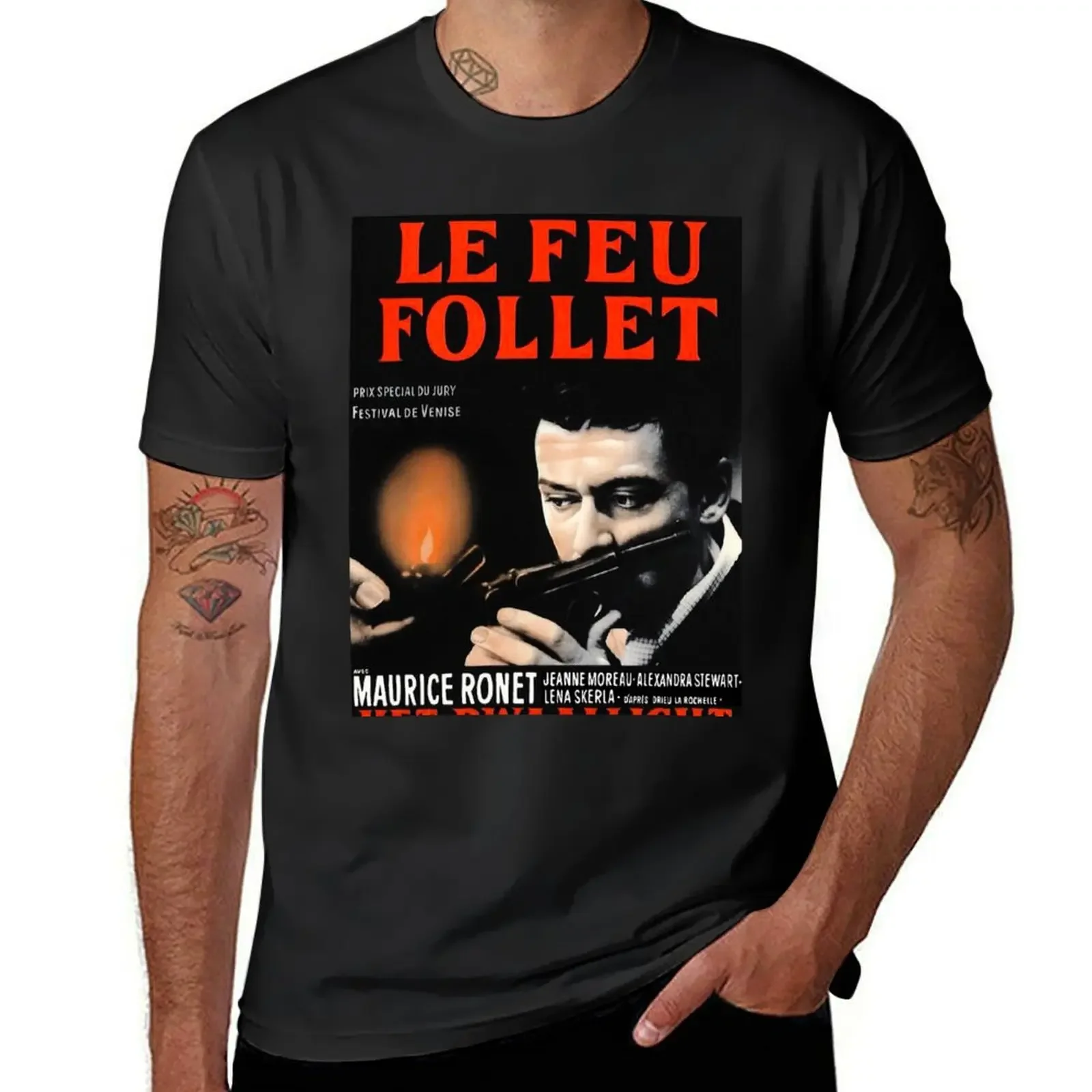 Le Feu Follet - Louis Malle film starring Maurice Ronet & Jeanne Moreau T-Shirt anime figures plain Men's clothing