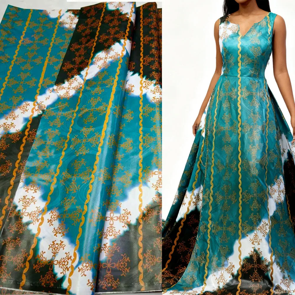 

4Meters Bazin riche lace material Printed bazan fabric African Lace fabric for women Brocade