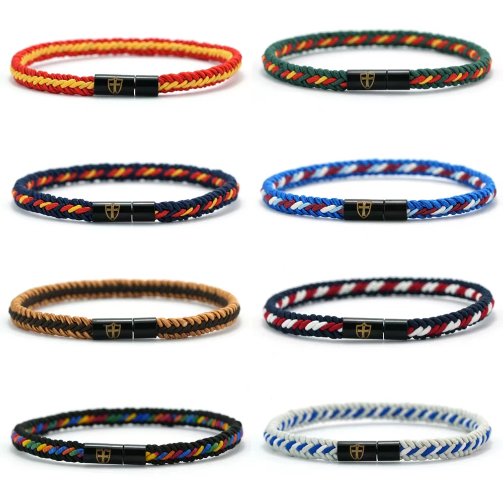 Modisches Kreuz-Schild Ethnisches Geflochtenes Seil-Armband Unisex Handgefertigt 9 Farboptionen Glücksbringer-Armband Lässiges Paar-Accessoire