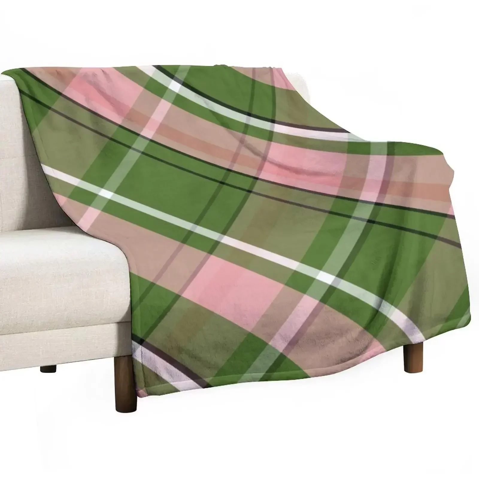 Pink and Green Preppy Plaid Throw Blanket Luxury St Baby Summer Beddings funny gift Personalized Gift warm for winter Blankets