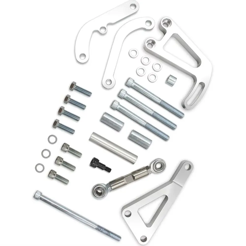 

Polished Aluminum Alternator & Power Steering Brackets For Chevy SBC LWP Long Water Pump Engine Accessories