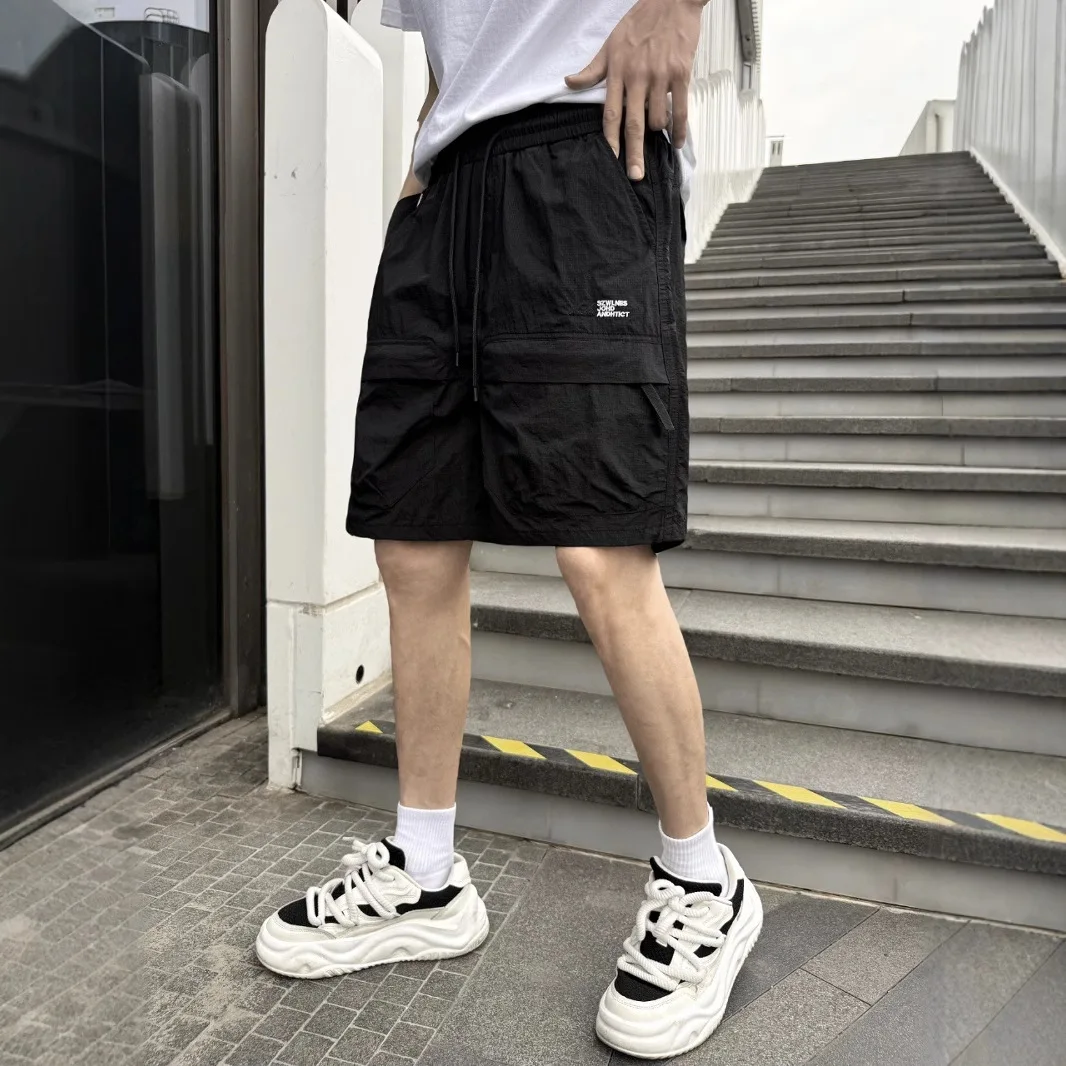 

Мужские летние универсальные брюки-шорты свободного кроя для работы и активного отдыха, быстросохнущие, удлиненные (до колена)