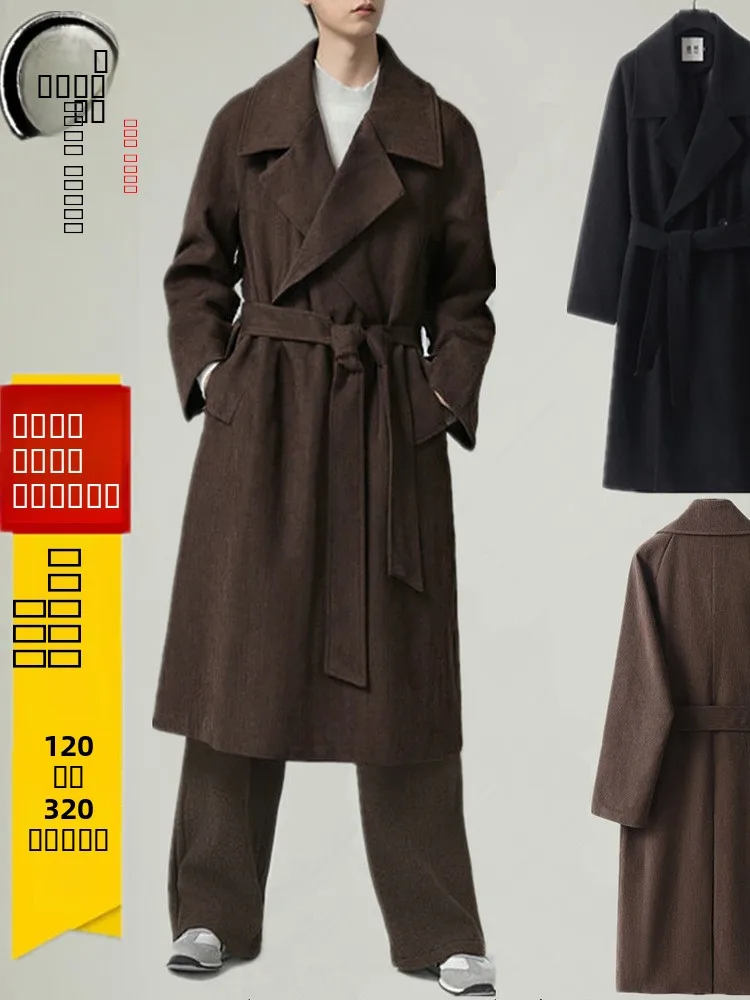

Retro Corduroy Long Over-Knee Men's Coat Autumn Winter Double-Breasted Lapel plus Size Loose Outerwear Fashion Urban Style