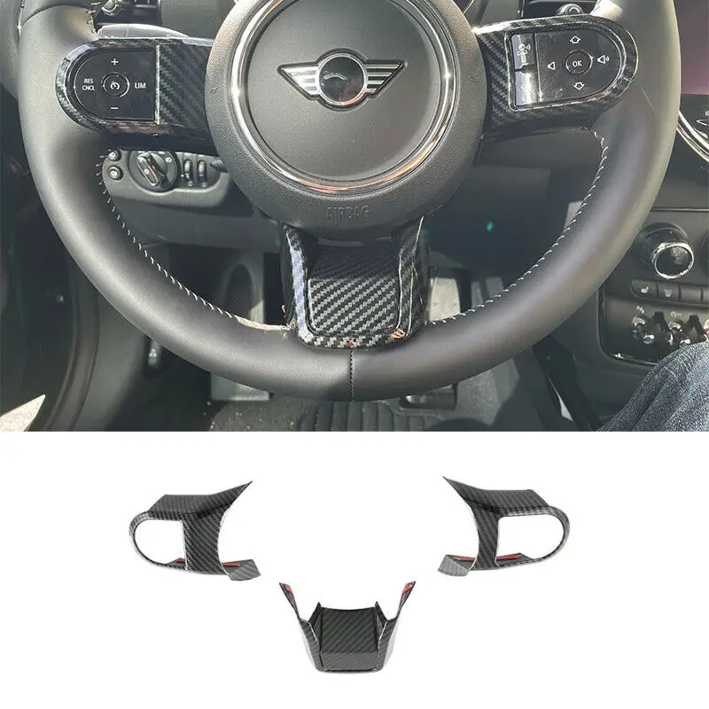 

For BMW Mini Cooper F55 F56 2022 Steering Wheel Decor Cover Trim Carbon Fiber