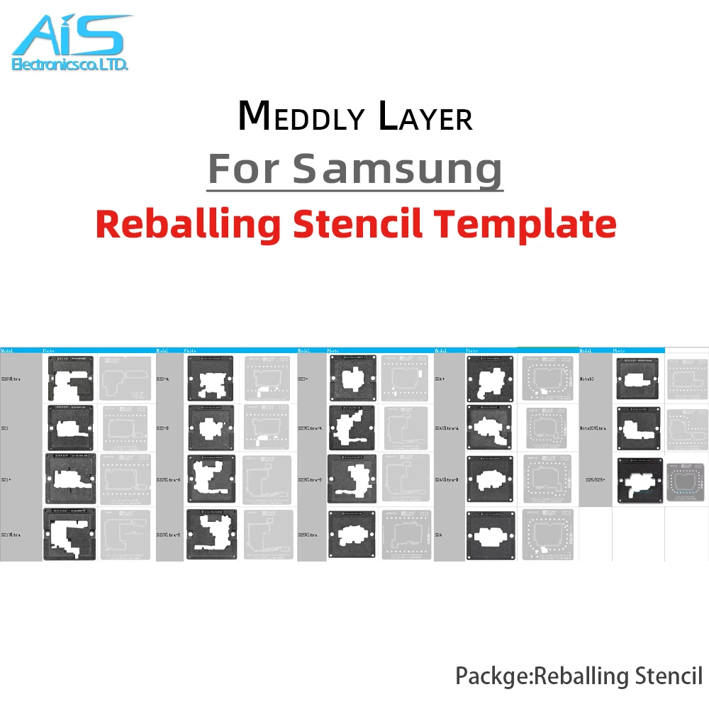 

19set/Lot BGA Middle Layer Reballing Stencil Template Station For Samsung
