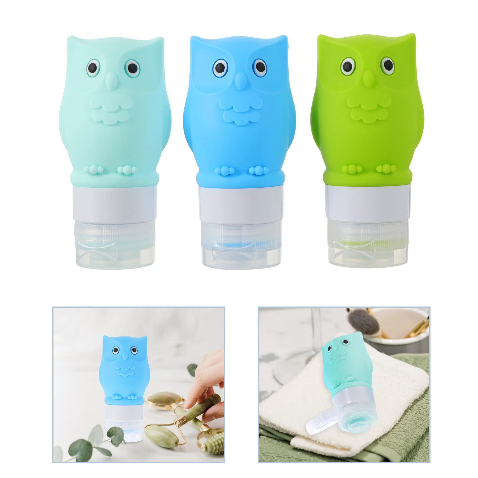 

3 Pcs Owl Silicone PP Bottle Squeeze Lotion Dispenser Toiletries Container Shampoo Cosmetics Portable Leakproof Travel Sub