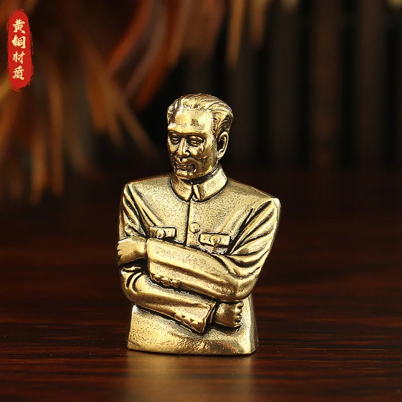 Brass Enlai bust statue, a decorative piece featuring the image of Premier Zhou, a great leader, in a vintage style, suitab
