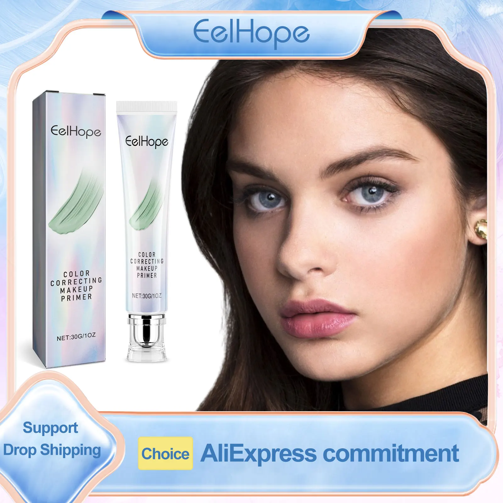 

Eelhope Color Correction Makeup Primer Long Lasting Oil Control Smooth Skin Brightening Flawless Filter Makeup Base Primer 30g