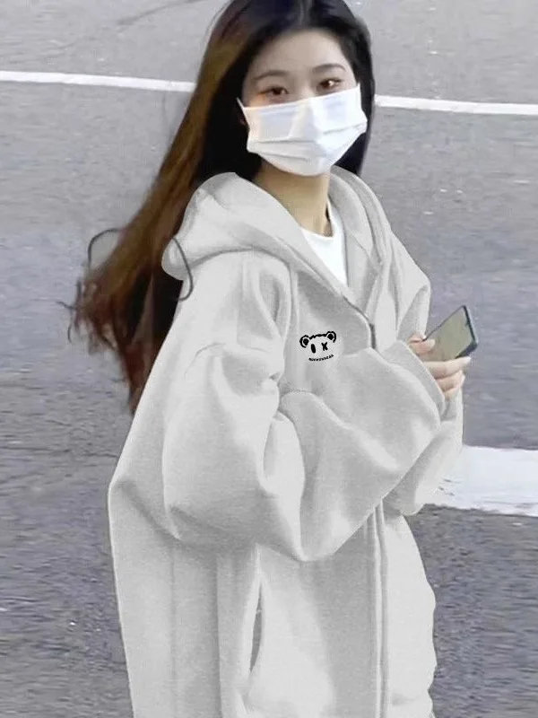 

Новинка 2023 года, корейская повседневная свободная толстовка с капюшоном, уникальное осенне-зимнее пальто, женская модная удобная универсальная толстовка