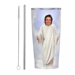 Funny Fernando Alonso Jesus Insulated Tumbler with Lid Vacuum Coffee Mugs Outdoor Travel Car Bottle Cups 20oz