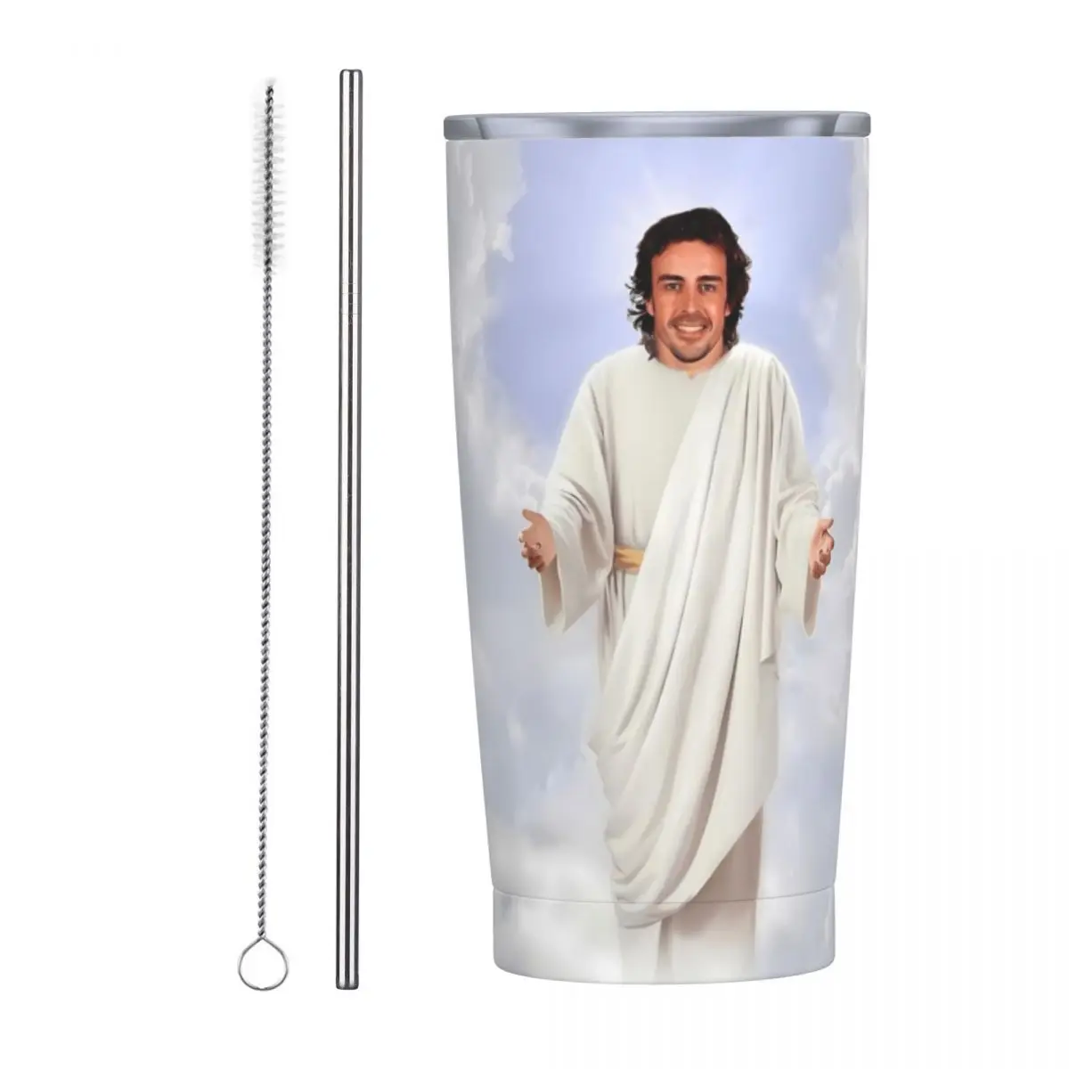 Funny Fernando Alonso Jesus Insulated Tumbler with Lid Vacuum Coffee Mugs Outdoor Travel Car Bottle Cups 20oz