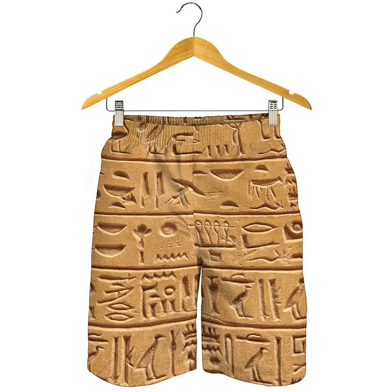 Ancient Egypt 3D Print Beach Shorts Men Egyptian Murals Graphics Surf Board Shorts Streetwear Short Pants Summer Swim Trunks