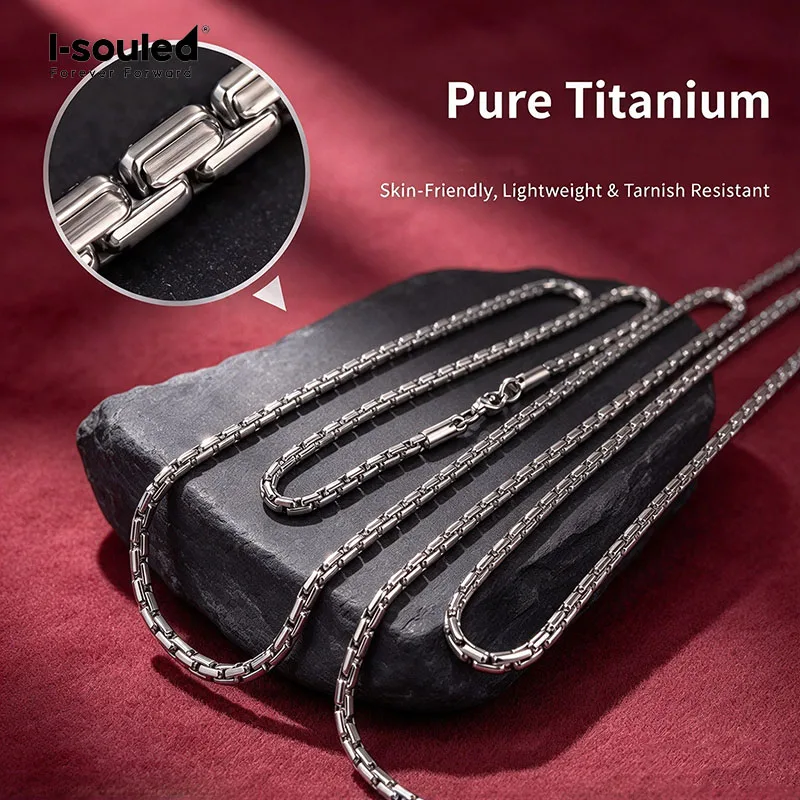 100% Pure Titanium Snake Chain Necklace for Men Minimalist Hypoallergenic Lightweight Smooth Male Jewelry 2.5mm/3.0mm 50/55/60