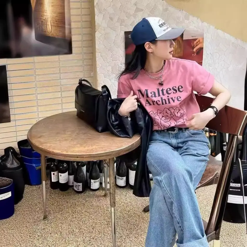 

Южная Корея Waikei футболка с короткими рукавами из чистого хлопка свободный облегающий мужской и женский летний топ Jin Yilin