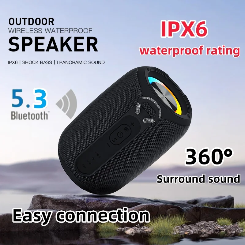 Bluetooth Speakers Enhanced Bass Portable Outdoor Wireless Speaker Waterproof Subwoofer 3D 360°Stereo Sound Call Bluetooth 5.3