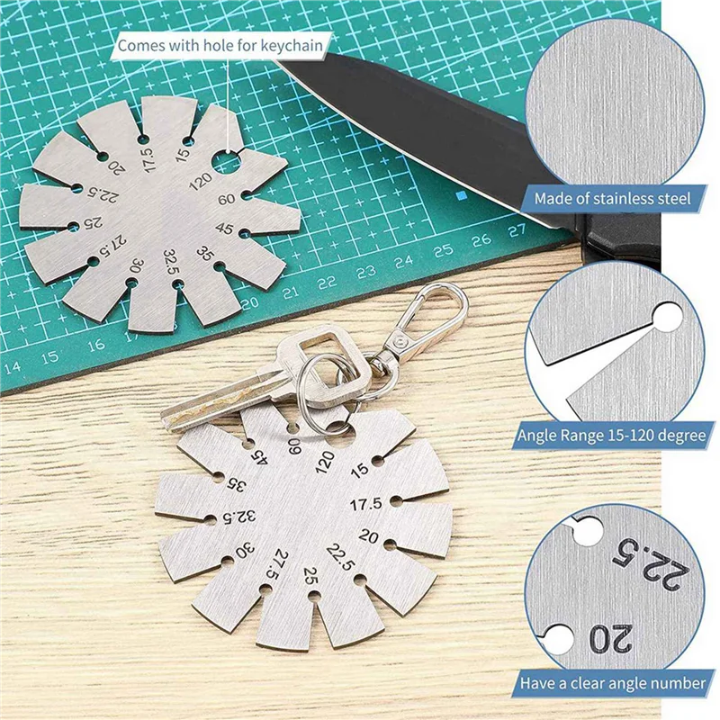 A53Q-2X Bevel Gauge ขวานมุมรอบรูปร่างมีดมุม Finder มีดใบมีดเครื่องวัดมุม 15-120 °   สําหรับวัดมุมมีด