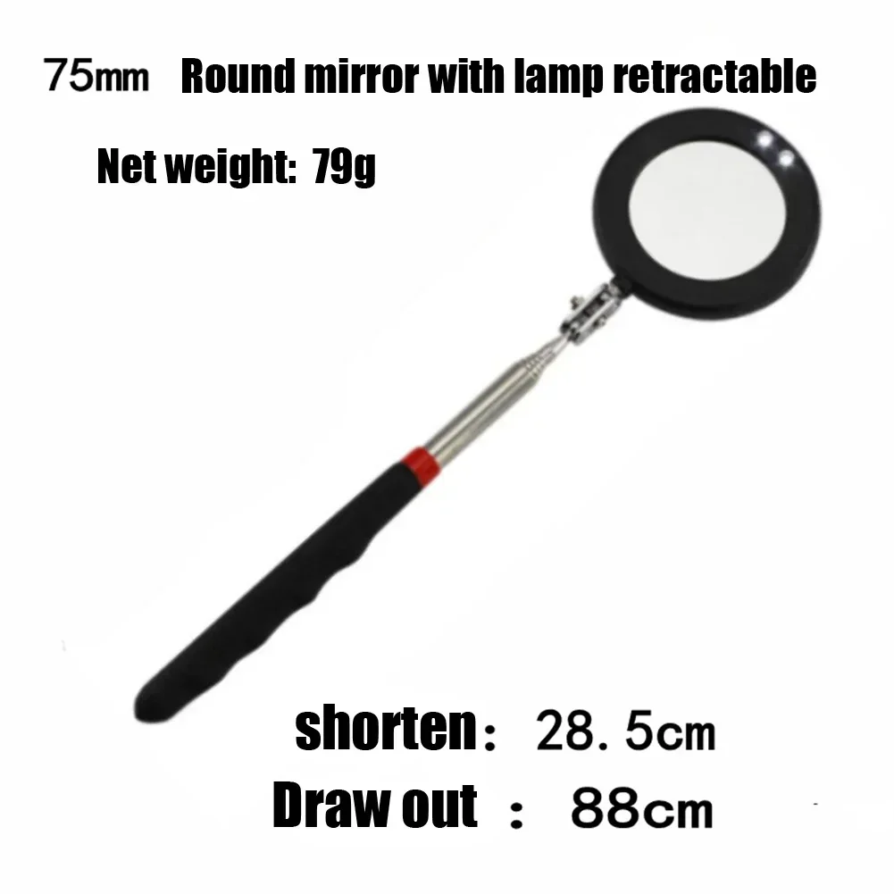 360° Inspection Mirror LED Light Telescoping Mirrors Extend Mechanic Tools Inspection Mirror Telescopic Handle Repairing Tools