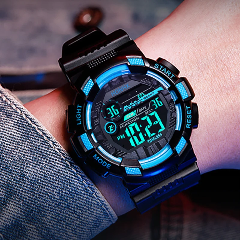 أعلى العلامة التجارية أزياء الرجال الساعات الرقمية للماء الرياضة LED ساعات المعصم العسكرية عارضة ساعة إلكترونية للرجال Reloj Hombre