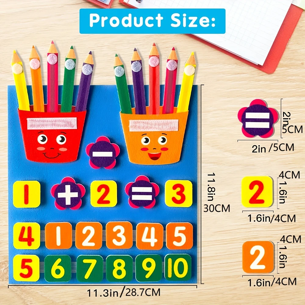 1Set Toddler Felt Colorful Numbers Learning Board - with Counter Tool, Fun Learning Experience, Exercise Hand-eye Coordination