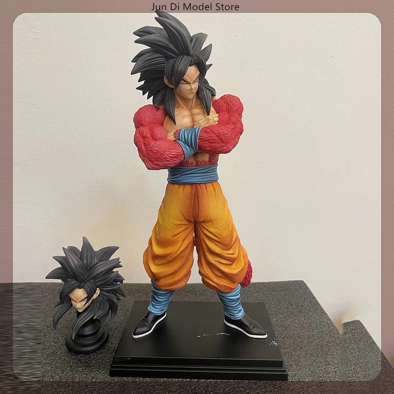 34cm Dragon Ball Goku Super Saiyan 4 Standing Position Anime Figure Model Gk Statue Collection Desktop Decoration Ornament Toys