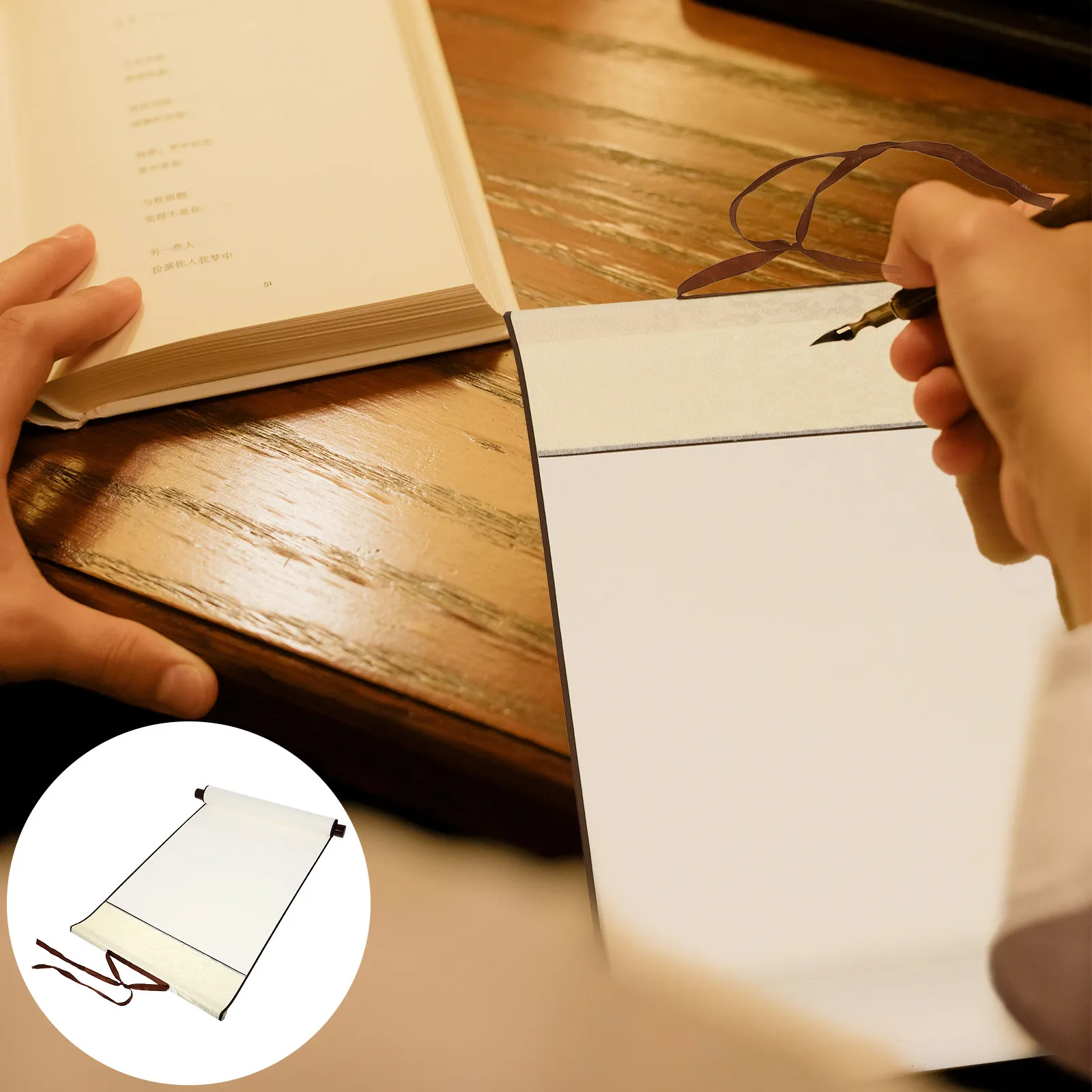 Chinese Calligraphy Paper Scroll Vintage Blank Hanging Scroll Paper Lightweight Convenient for Art Practicing Painting