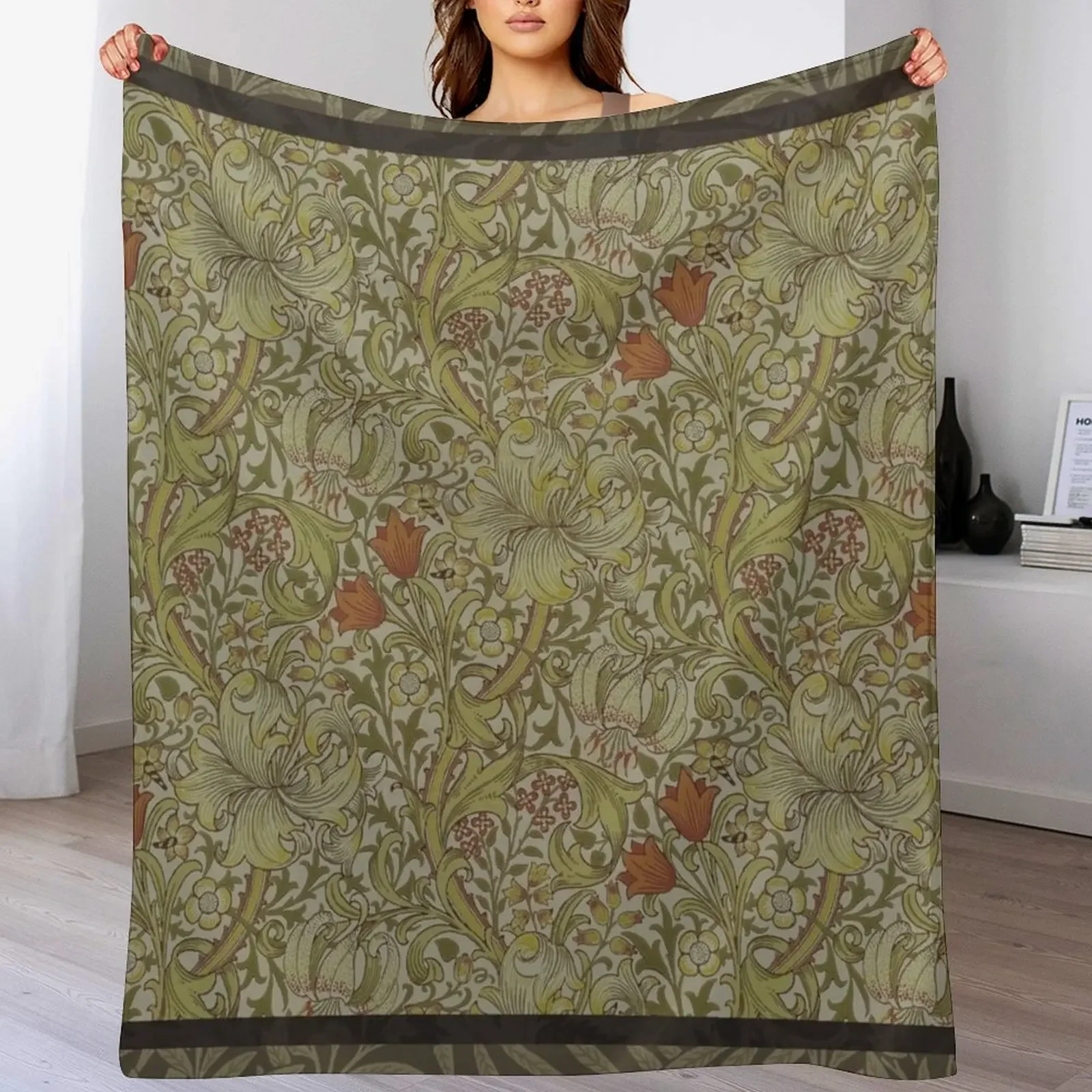 

William Morris Floral lily willow art print design Throw Blanket for babies Picnic Blankets