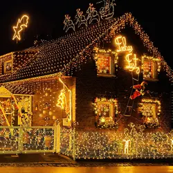 Luces de Navidad Gran Tamaño Garland Cortina Año Nuevo 2024 Decoración del hogar 5M 10M 15M 20M Luces de cadena de carámbano Luces de carámbano para San Valentín / Bodas / Aleros / Navidad / Fiesta / Hogar / Al aire li