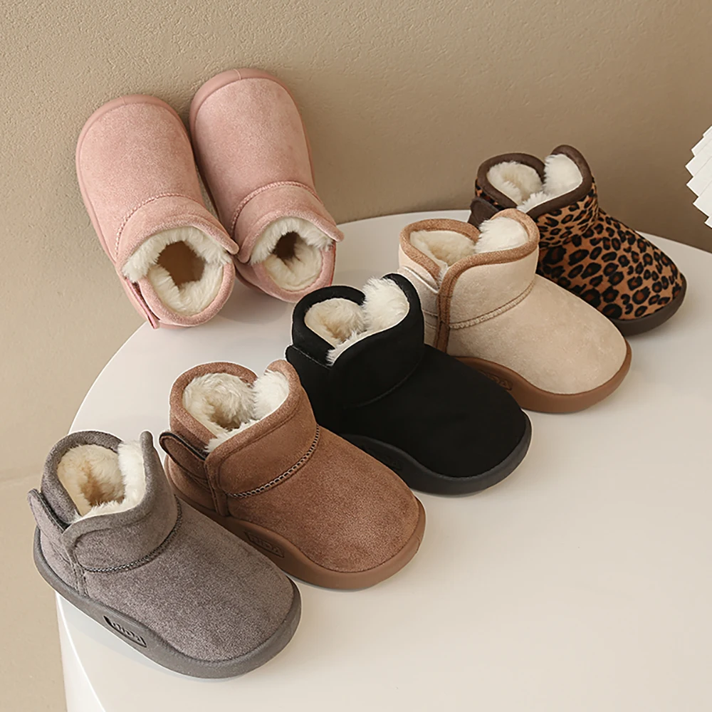 

New Children Winter PU Leather Waterproof Warm Boots Thick Cotton Shoes Boys Warm Plush Boots Girls KidsCasual Snow Boots