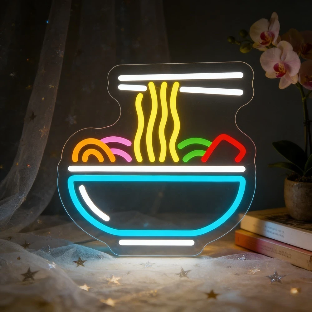 

Светодиодная неоновая вывеска «Чаша с лапшой» с USB-питанием и регулировкой яркости, неоновая подсветка для азиатской кухни, ресторанов, кухонь, кафе с раменом, тематических комнат, уникальный декор